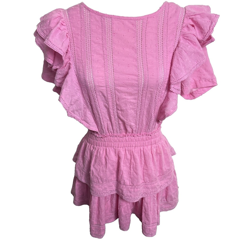Love Shack Fancy Natasha Dress Women XS Pink Tiered Ruffle Feminine Coquette